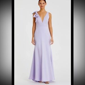 Mac Duggal Lilac One-Shoulder Maxi Gown with Bow